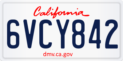CA license plate 6VCY842