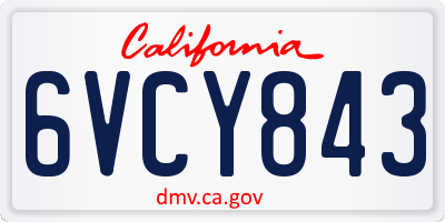CA license plate 6VCY843