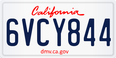 CA license plate 6VCY844