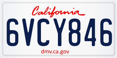 CA license plate 6VCY846