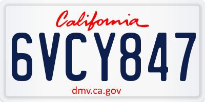 CA license plate 6VCY847