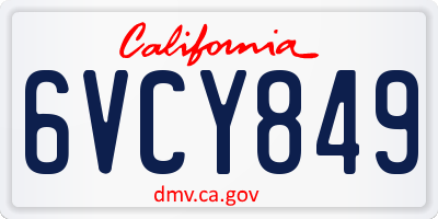 CA license plate 6VCY849