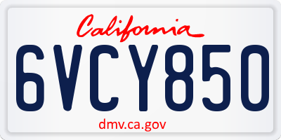 CA license plate 6VCY850