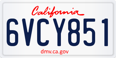 CA license plate 6VCY851