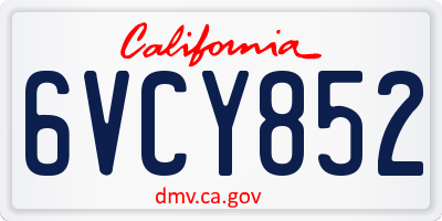 CA license plate 6VCY852