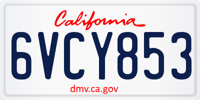CA license plate 6VCY853
