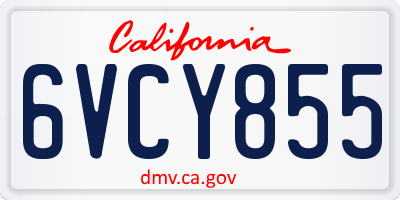 CA license plate 6VCY855