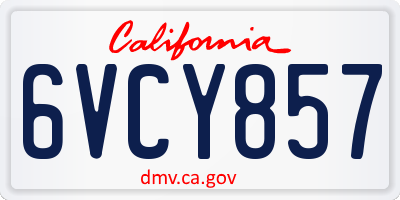CA license plate 6VCY857