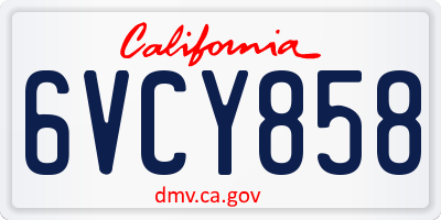 CA license plate 6VCY858