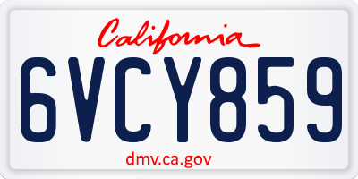 CA license plate 6VCY859