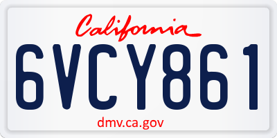 CA license plate 6VCY861