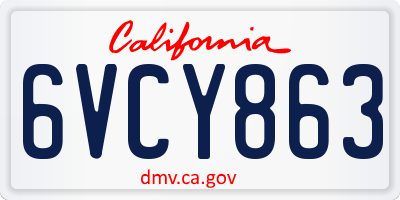 CA license plate 6VCY863
