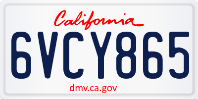 CA license plate 6VCY865