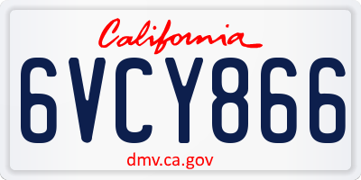 CA license plate 6VCY866