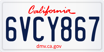 CA license plate 6VCY867