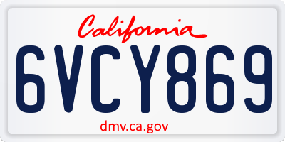 CA license plate 6VCY869