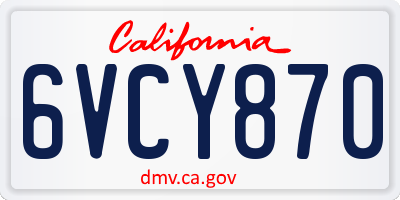 CA license plate 6VCY870