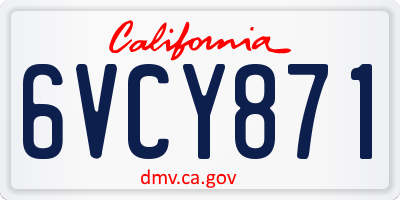 CA license plate 6VCY871