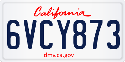 CA license plate 6VCY873
