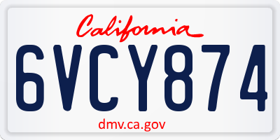 CA license plate 6VCY874