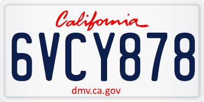 CA license plate 6VCY878