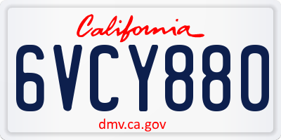 CA license plate 6VCY880
