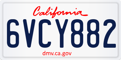 CA license plate 6VCY882