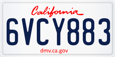 CA license plate 6VCY883