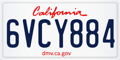 CA license plate 6VCY884
