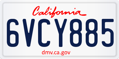 CA license plate 6VCY885
