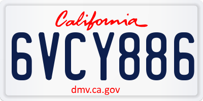 CA license plate 6VCY886