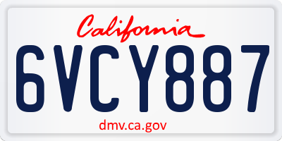 CA license plate 6VCY887