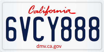 CA license plate 6VCY888