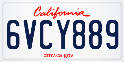 CA license plate 6VCY889