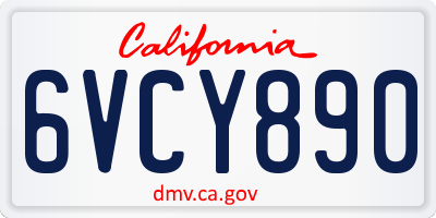 CA license plate 6VCY890