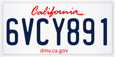CA license plate 6VCY891