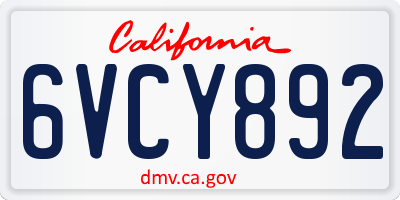 CA license plate 6VCY892