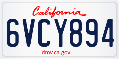 CA license plate 6VCY894