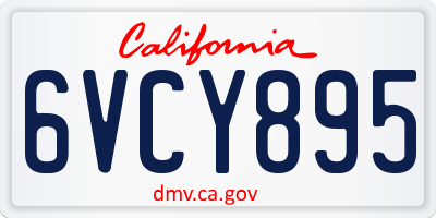 CA license plate 6VCY895