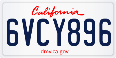 CA license plate 6VCY896
