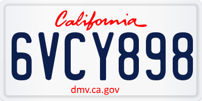 CA license plate 6VCY898