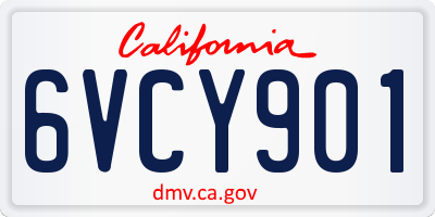 CA license plate 6VCY901