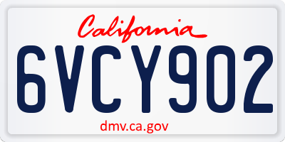 CA license plate 6VCY902