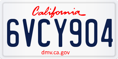 CA license plate 6VCY904