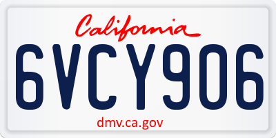 CA license plate 6VCY906