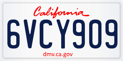 CA license plate 6VCY909