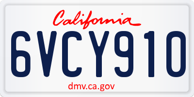 CA license plate 6VCY910