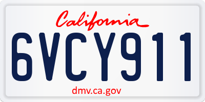 CA license plate 6VCY911