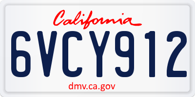 CA license plate 6VCY912