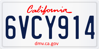 CA license plate 6VCY914